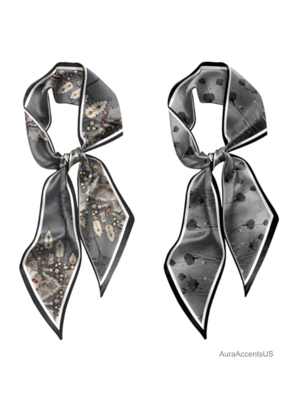 2 Pack Silk Feeling Satin Scarf for Hair Neck Handbag Decoration